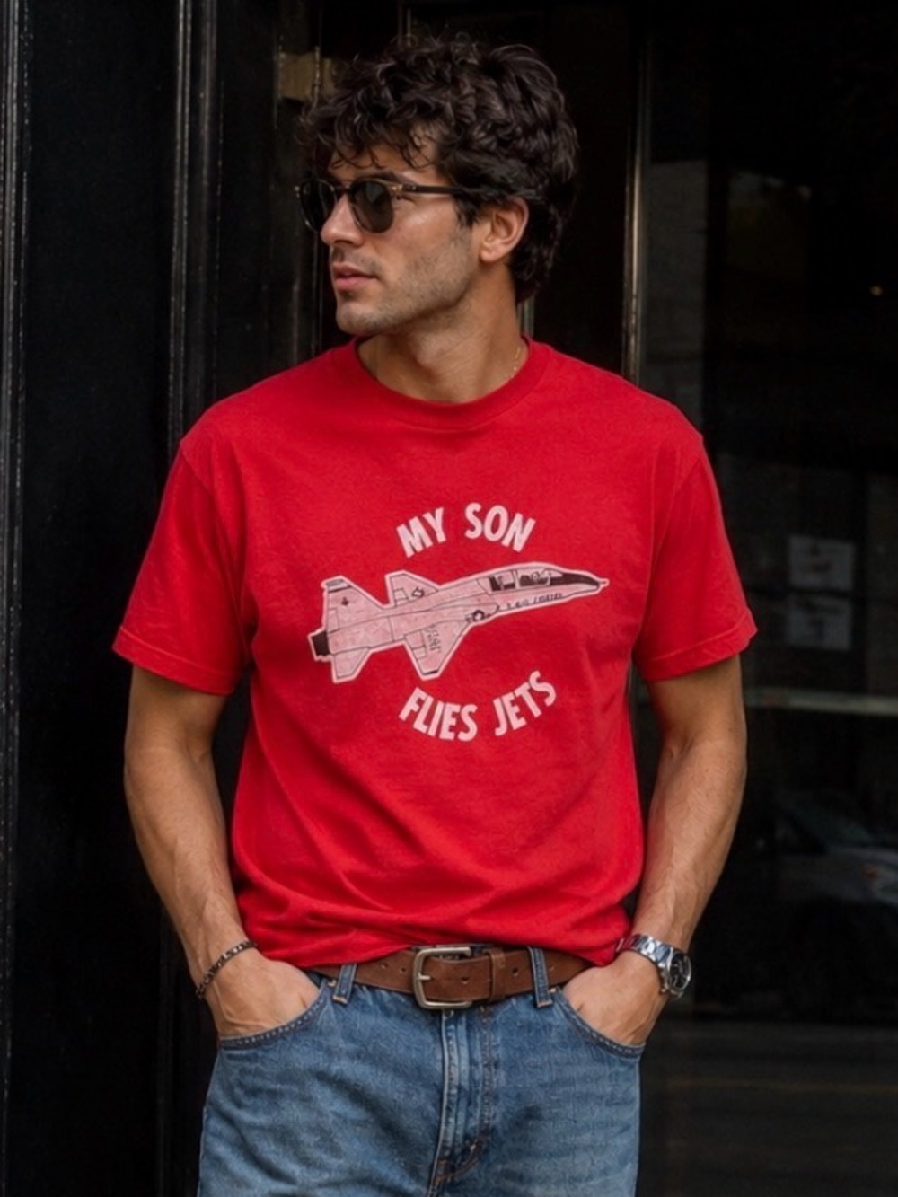 Vintage 70s 80s My Son Flies Jets Graphic T Shirt 1980s Single Stitch Size Large